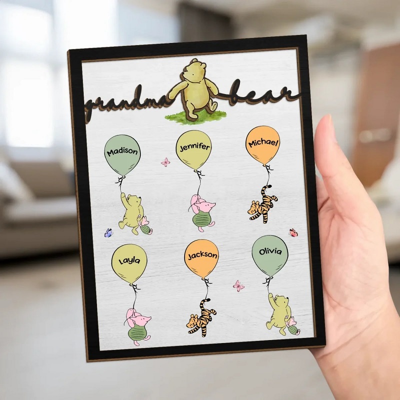 Personalized Frame Grandma Bear Custom Kids Name Cute Pattern Design Attractive Mother's Day Gift