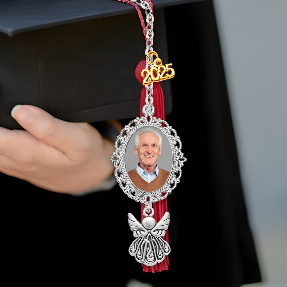 Custom Graduation Cap Tassel with Angel Wings Photo Decoration Pendant Memorial Gift for Children