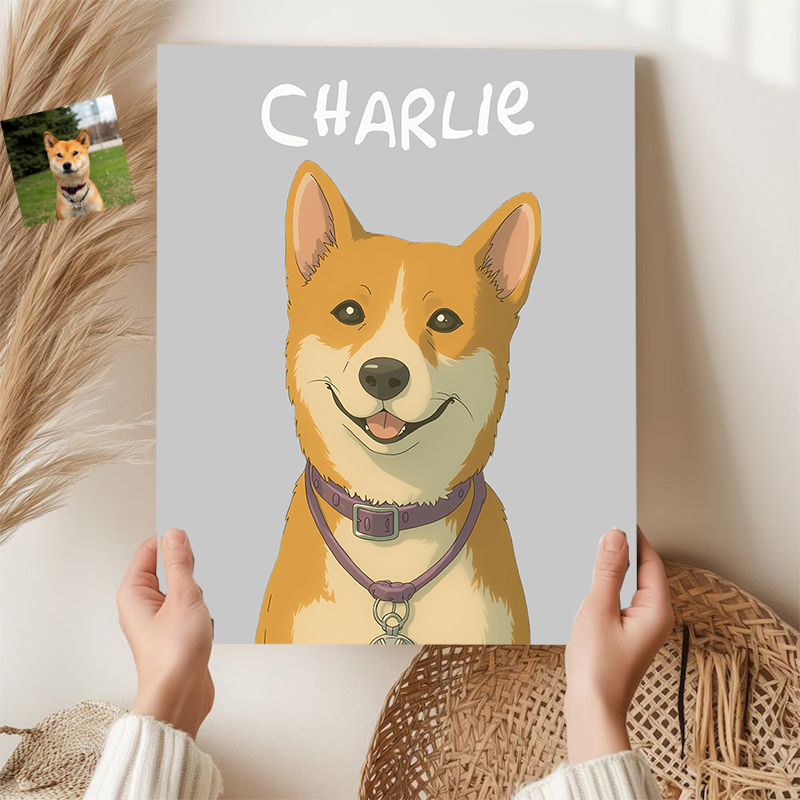Personalized Picture Canvas Wall Art with Custom Name Best Gift for Pet Lovers