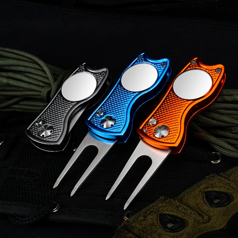 Custom Golf Divot Repair Tool with Ball Marker Add Name Folding Green Fork for Golfers