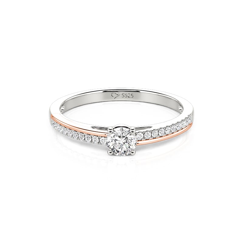Jeulia Stackable Two Tone Round Cut Micro Pave Promise Ring