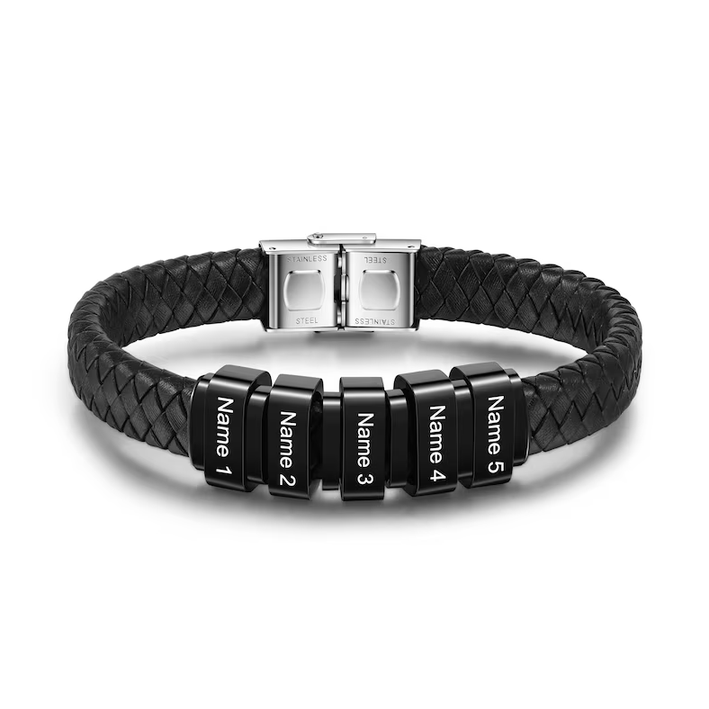 Personalized Braided Rope Custom Family Name Men's Bracelet