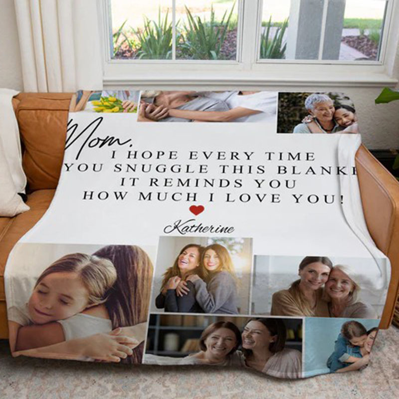 Spersonalizowany koc ze zdjęciem Cenny prezent dla mamy "Przypomina Ci, jak bardzo Cię kocham"