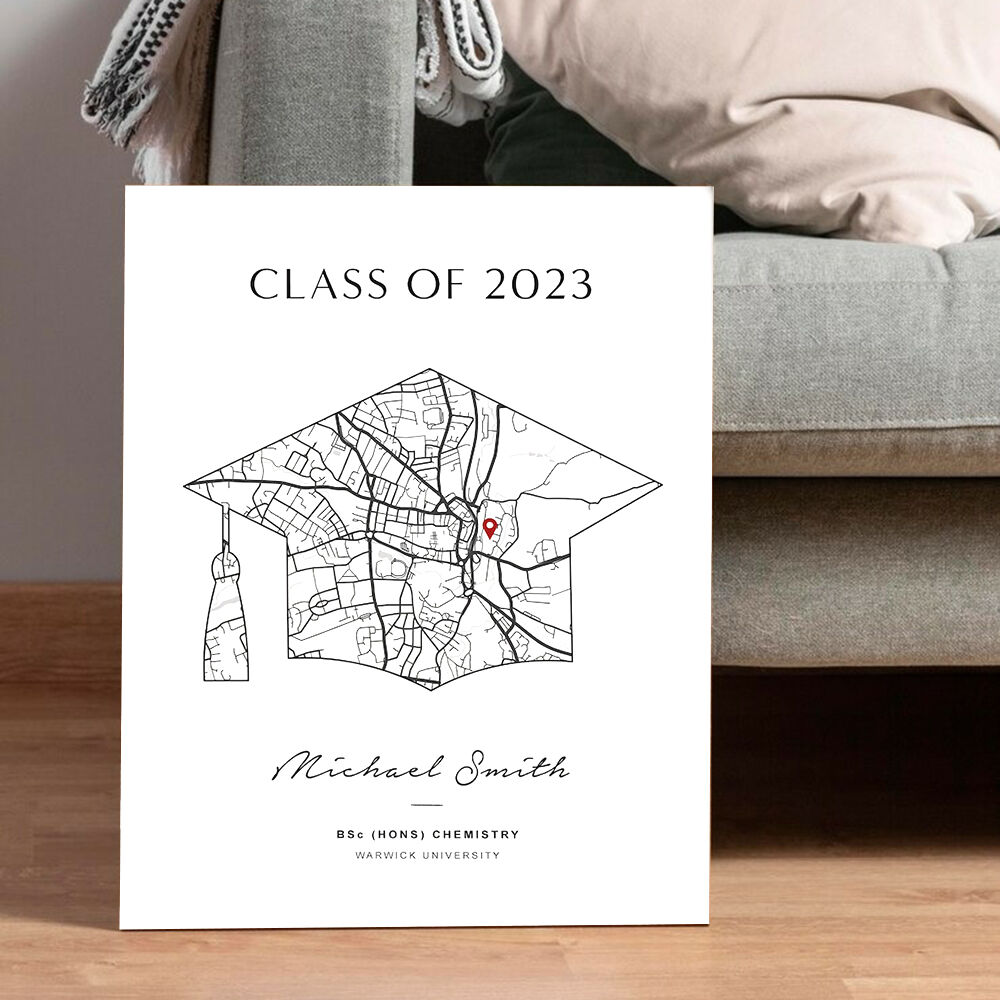 Personalized Map Frame with Custom Name Funny Gift for Graduation