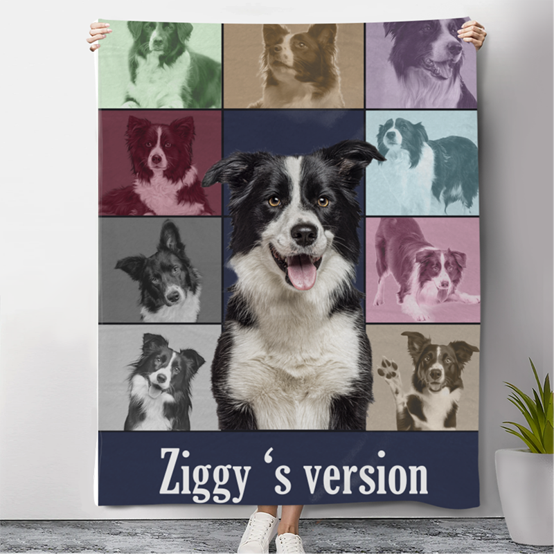 Personalized Picture Blanket Colorful Design Creative Gift for Friend