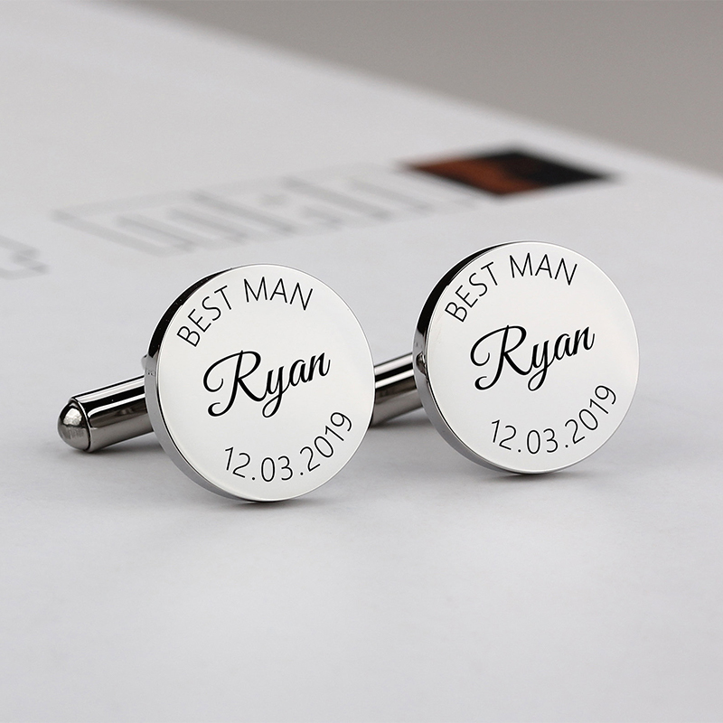 Personalized Custom Cufflink Best Man Engraved Box Optional Perfect Wedding Day Gift for Groomsmen