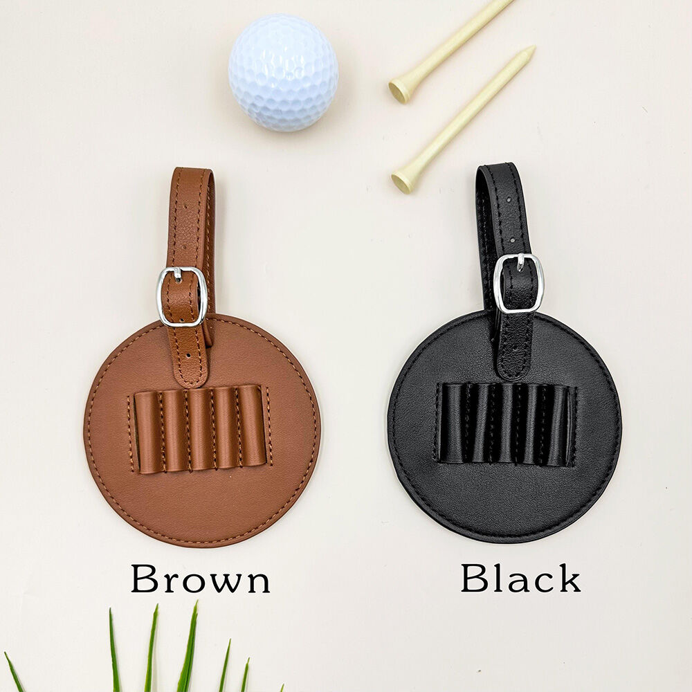 Porte-tee de golf rond personnalisé en cuir avec nom personnalisé, cadeau spécial pour garçons d'honneur