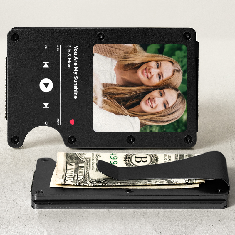 Personalized Metal Card Holder With Customized Photo And Song Title Gift For Friends