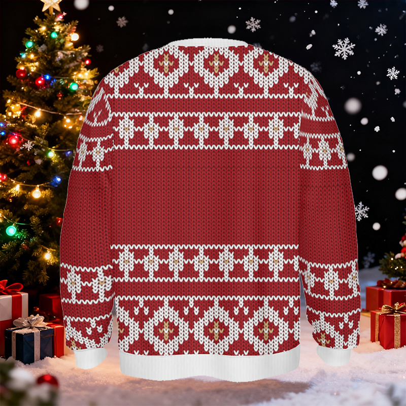 Pull moche personnalisé unisexe avec photos d'animaux domestiques motif rouge festif cadeau de Noël idéal pour les amoureux des animaux