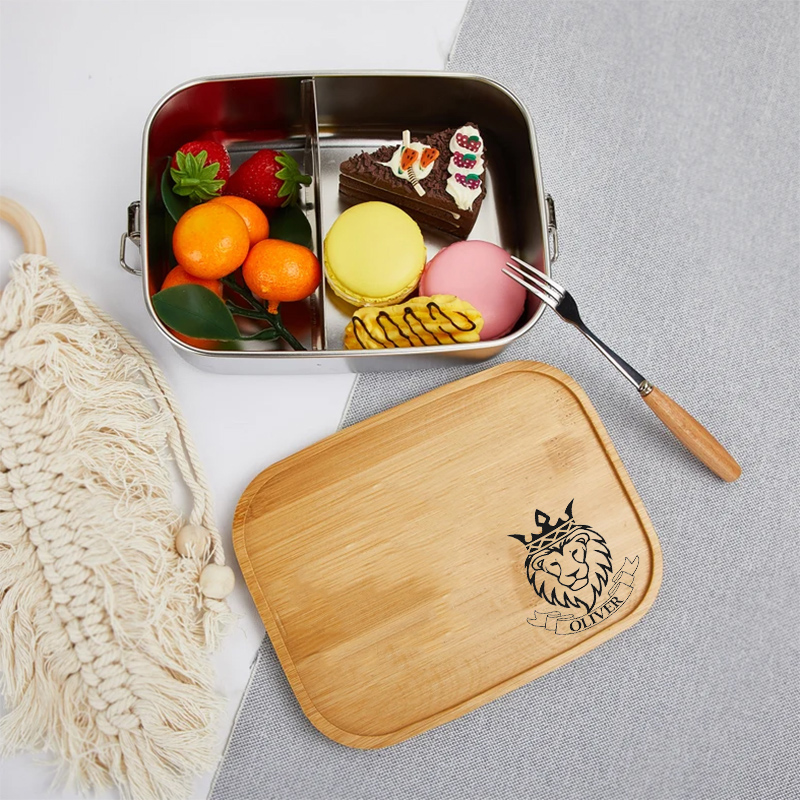 ライオン 名入れ お弁当箱 ステンレス 木製 カスタマイズ