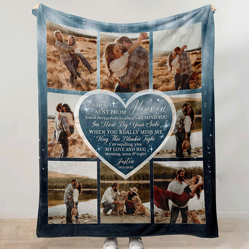 Personalized Picture Blanket with Custom Name Sweet Valentine's Day Gift "I'm Sending You My Love"