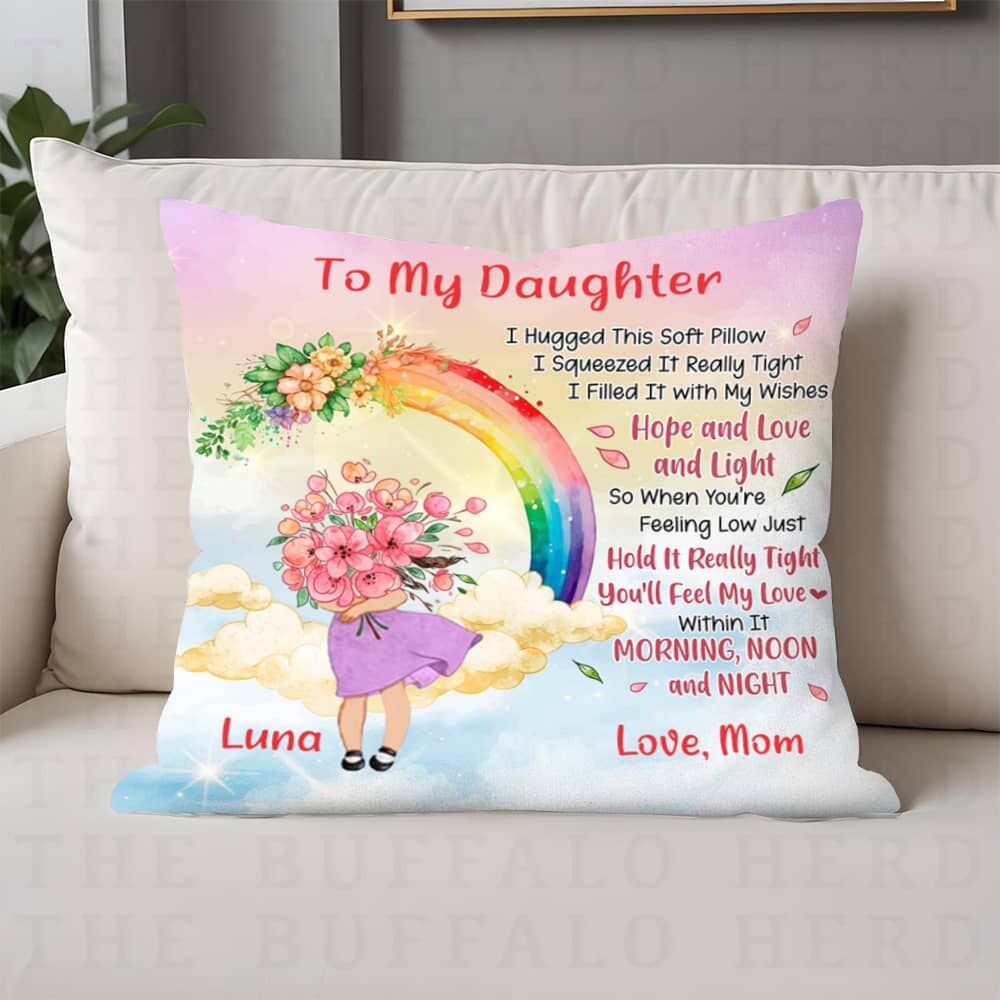 Personalized Pillows with Rainbow and Flower Patterns Are Great Gifts for Girls