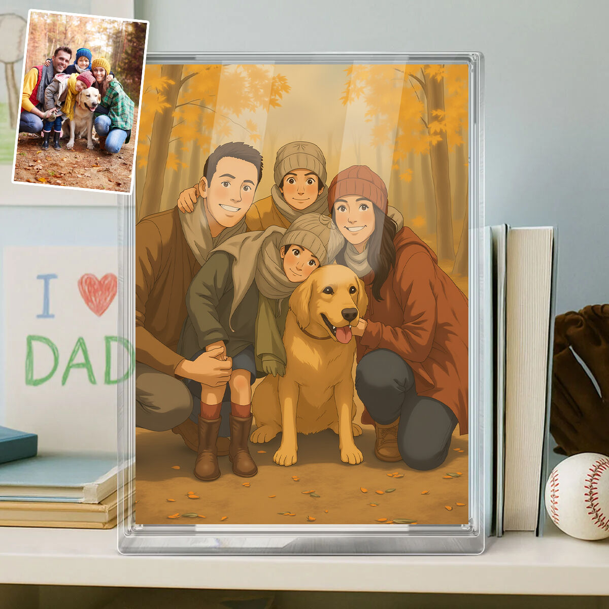 Personalized Ghibli Photo Style Acrylic Plaque Gift for Family