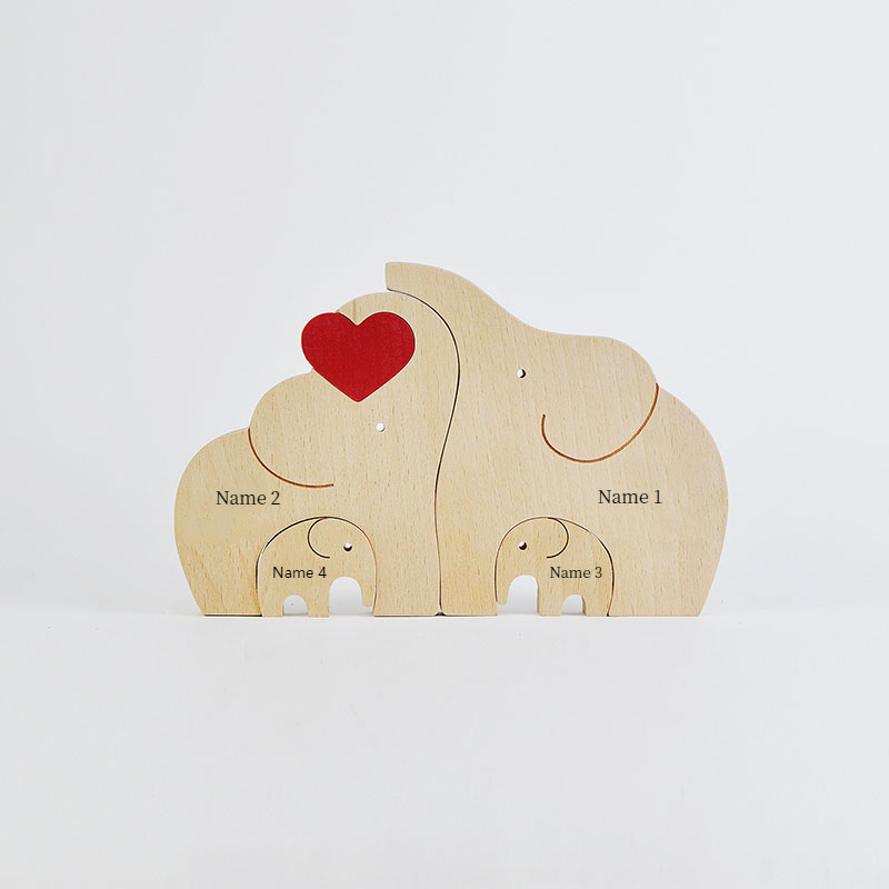 名入れ ウッド パズル 象 オブジェ 置物 インテリア