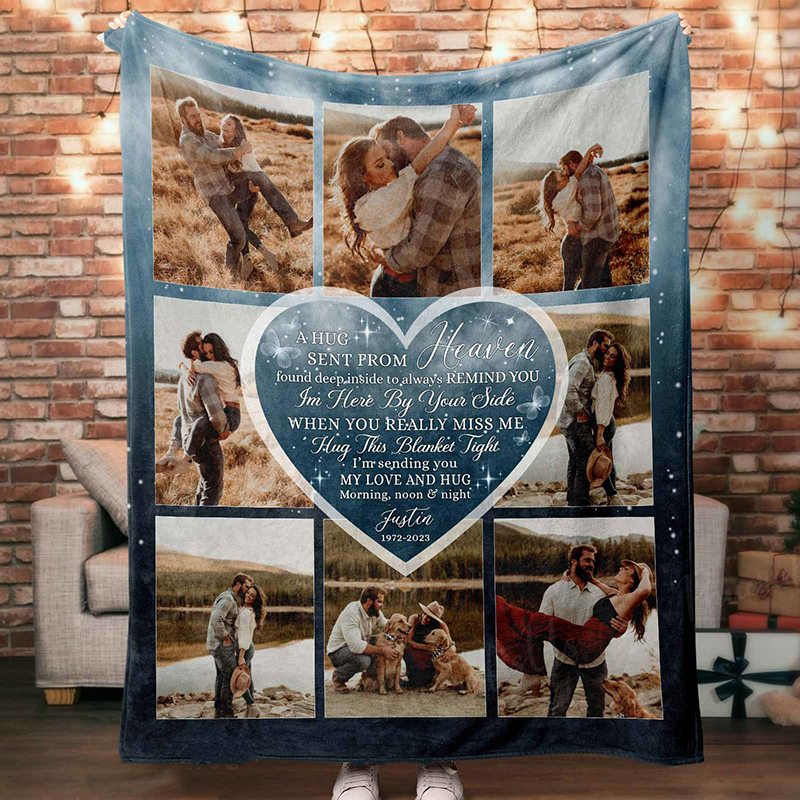 Personalized Picture Blanket with Custom Name Sweet Valentine's Day Gift "I'm Sending You My Love"