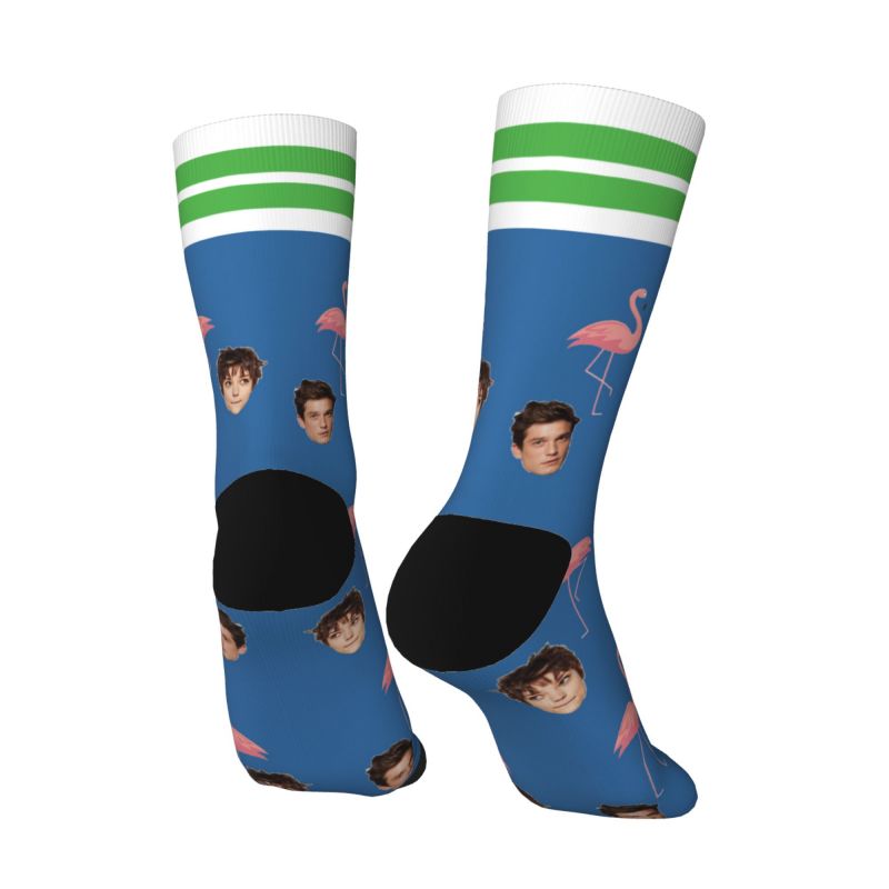Calcetines faciales personalizados con estampado de flamencos de pareja