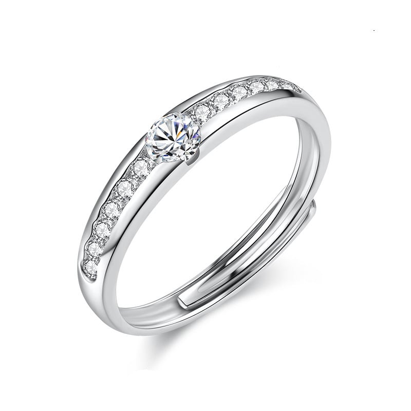 Jeulia Classic Round Cut Sterling Silver Women's Band