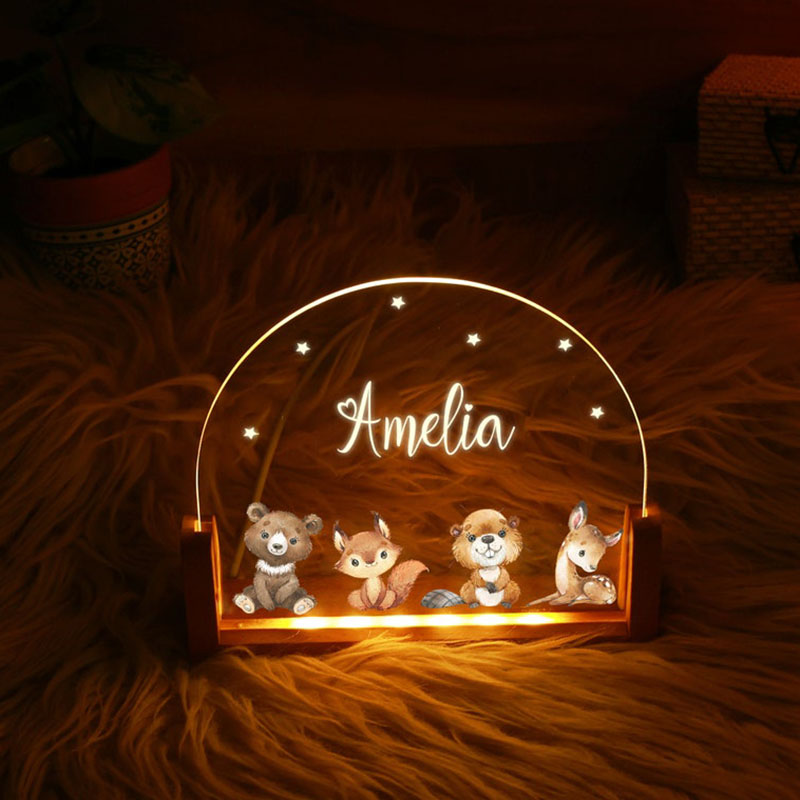 動物 名入れ アクリル テーブルランプ オーダーメイド