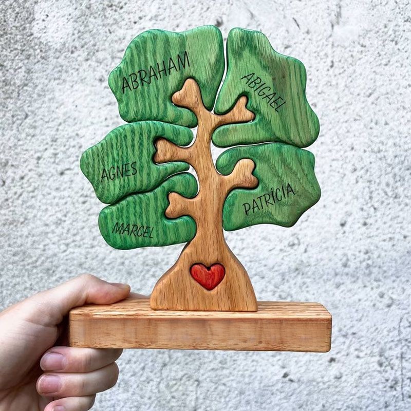 Spersonalizowane duże drzewo Puzzle Niestandardowe nazwy Prezent świąteczny dla rodziny