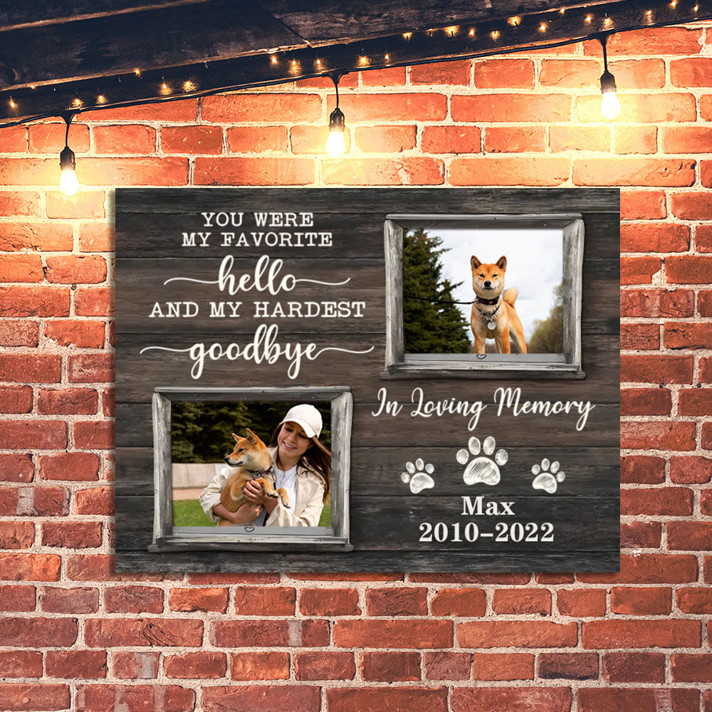Personalized Picture Canvas Wall Art with Paw Print Pattern Cute Gift for Pet Lover