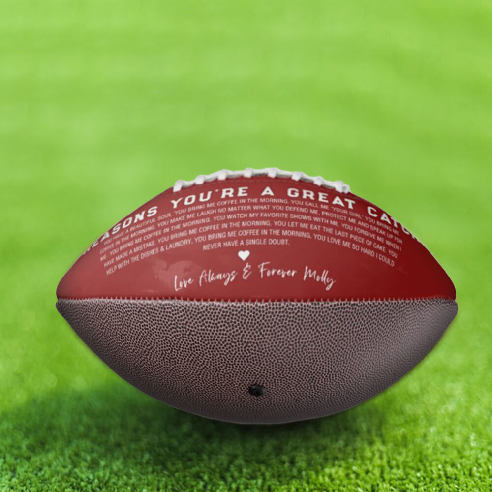 "Reasons You're a Great Catch" Custom Photo Football Birthday Gift for Coach