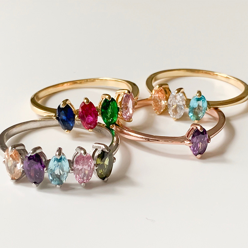 Cadeau personnalisé Parure de bague de pierre de naissance Cadeau chaleureux pour la fête des mères