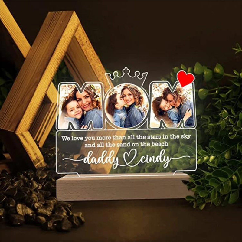 Personalized Picture Night Light with Heart Pattern Perfect Present for Mother's Day
