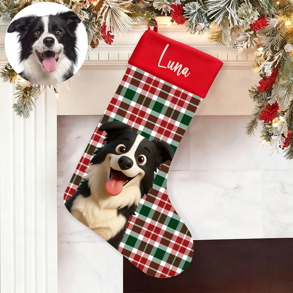 Chaussettes de Noël personnalisées avec photos et noms personnalisés Cadeaux chaleureux pour les amoureux des animaux