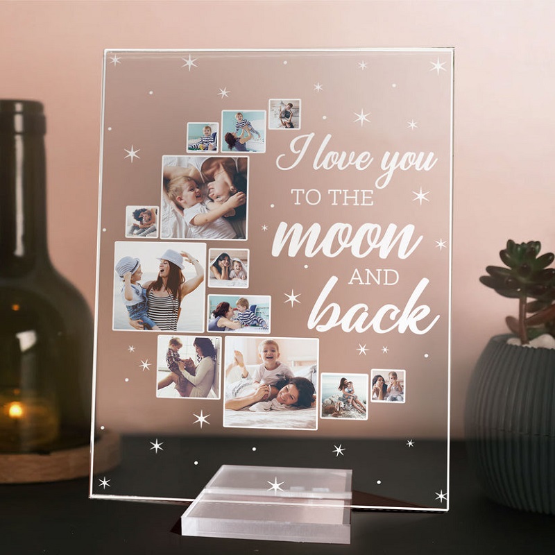 Personalized Acrylic Plaque Love You To The Moon And Back Custom Photos Warm Gift for Loved One