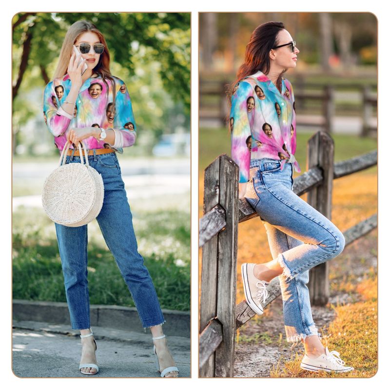 Personalized Pajamas Custom Photo Colorful Ink Drawing Style Design Artistic Gift for Her