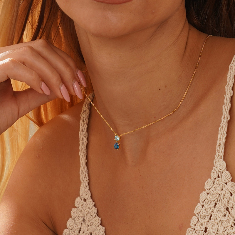 Personalized Twin Birthstone Necklace Great Gift For Valentine's Day