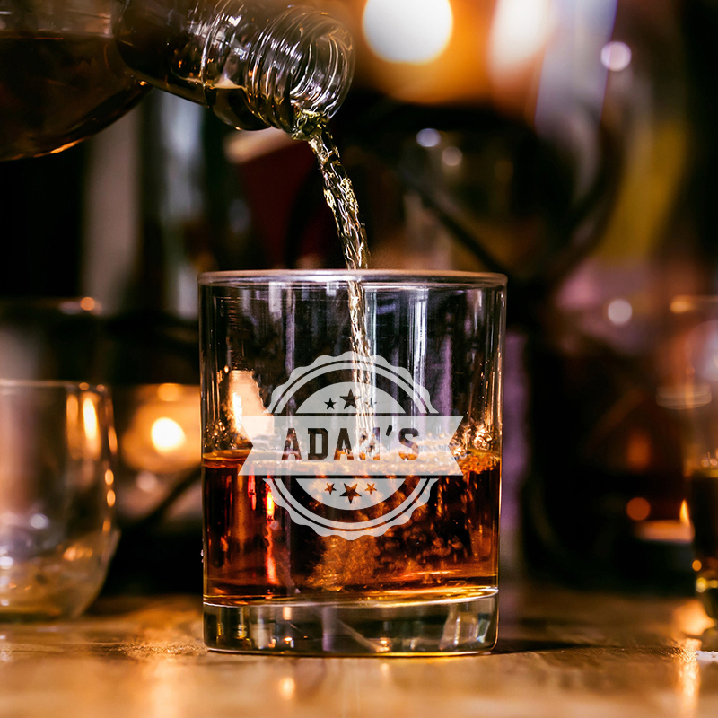 Personalized Name Whiskey Glass with Star Pattern Best Gift for Boyfriend