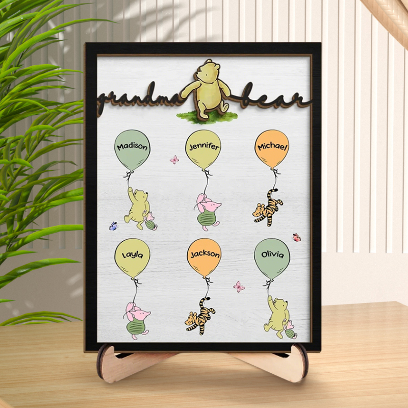 Personalized Frame Grandma Bear Custom Kids Name Cute Pattern Design Attractive Mother's Day Gift
