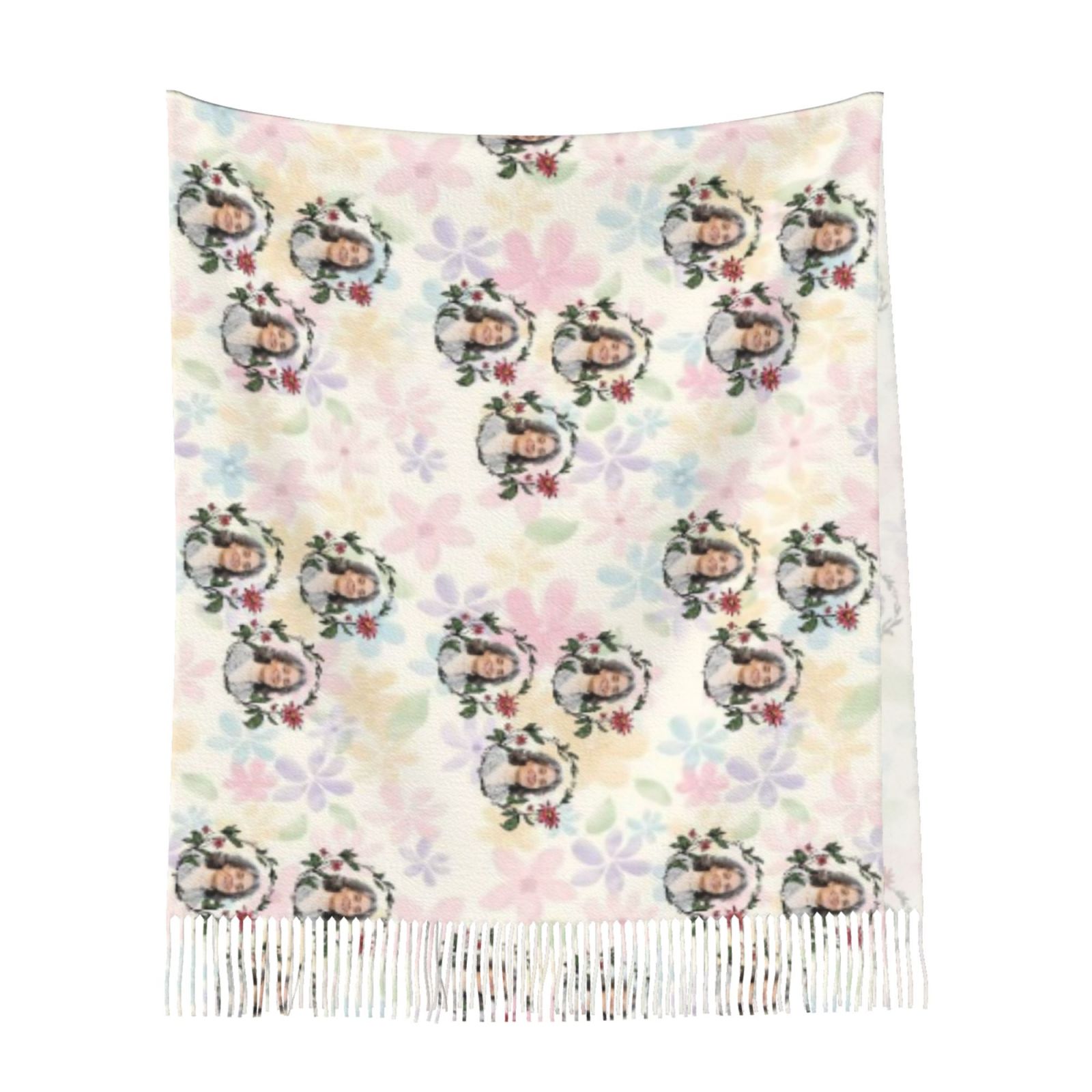 Personalized Scarf with Wreath Winter Scarf Memorial Loved Ones Gift for Family Members