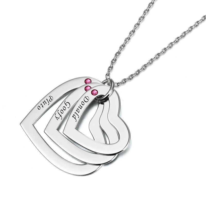 ハート ネーム 刻印 誕生石 ネックレス