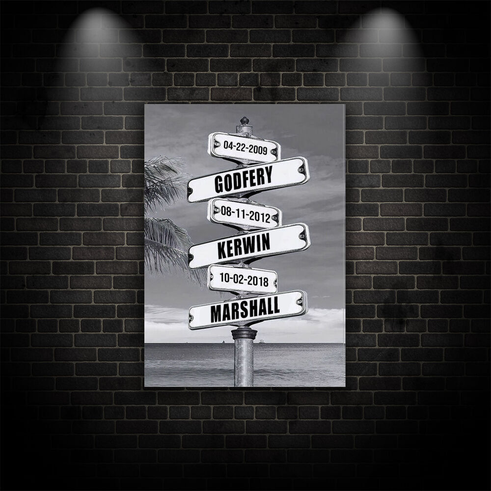 Personalized Name Canvas Wall Art Retro Street Sign Wonderful Gift for Family