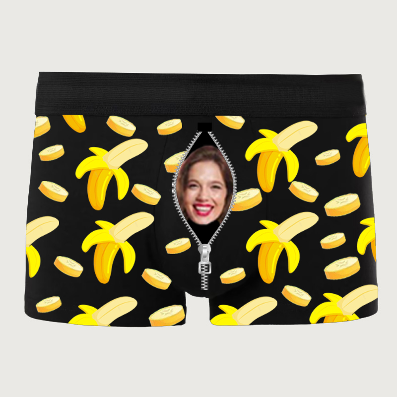 Boxer intimo da uomo con foto personalizzata con motivo a banana, regalo divertente per San Valentino