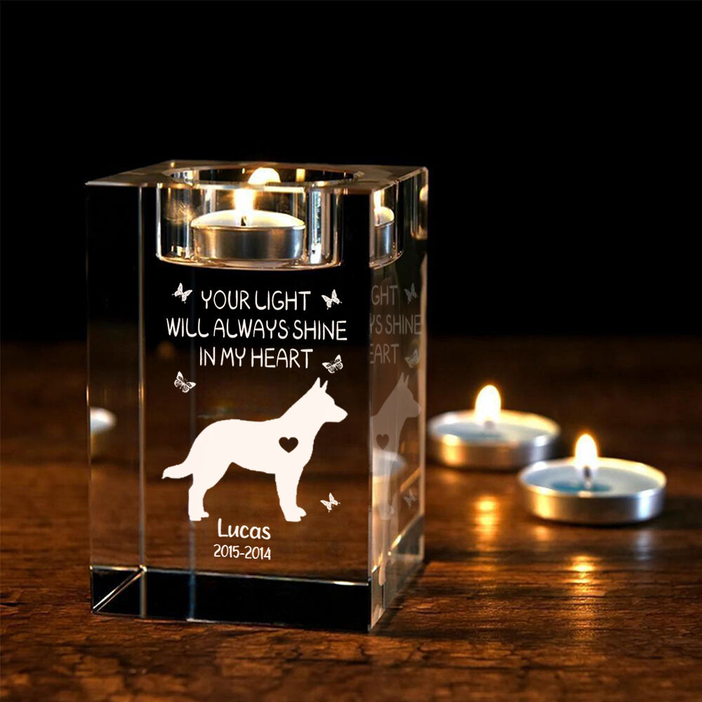 Personalized Crystal Candle Holders with Pet Names as Memorial Gifts for Pet Owners