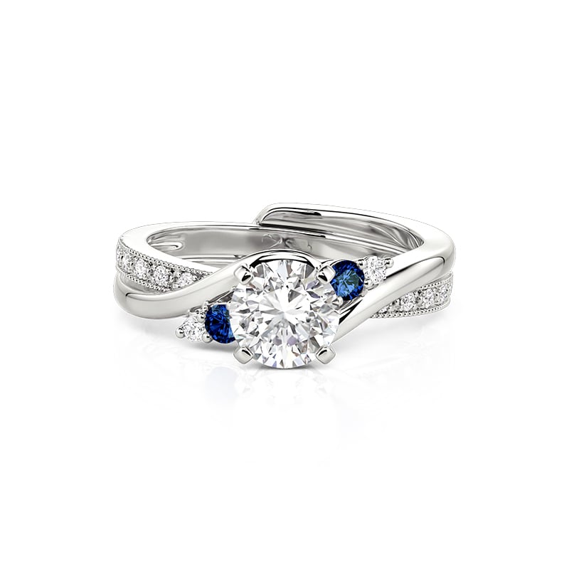 Jeulia Interlocking Twist Round Cut Bridal Ring Set 2PCS