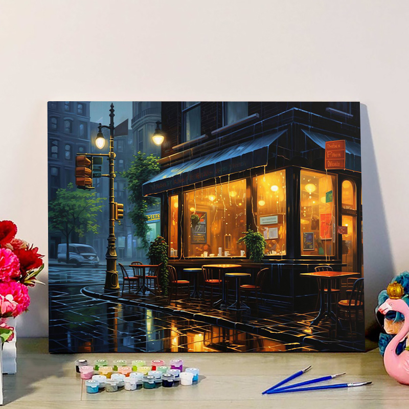 Corner Coffee Shop Paint By Numbers Kits Perfect Gift for Friend