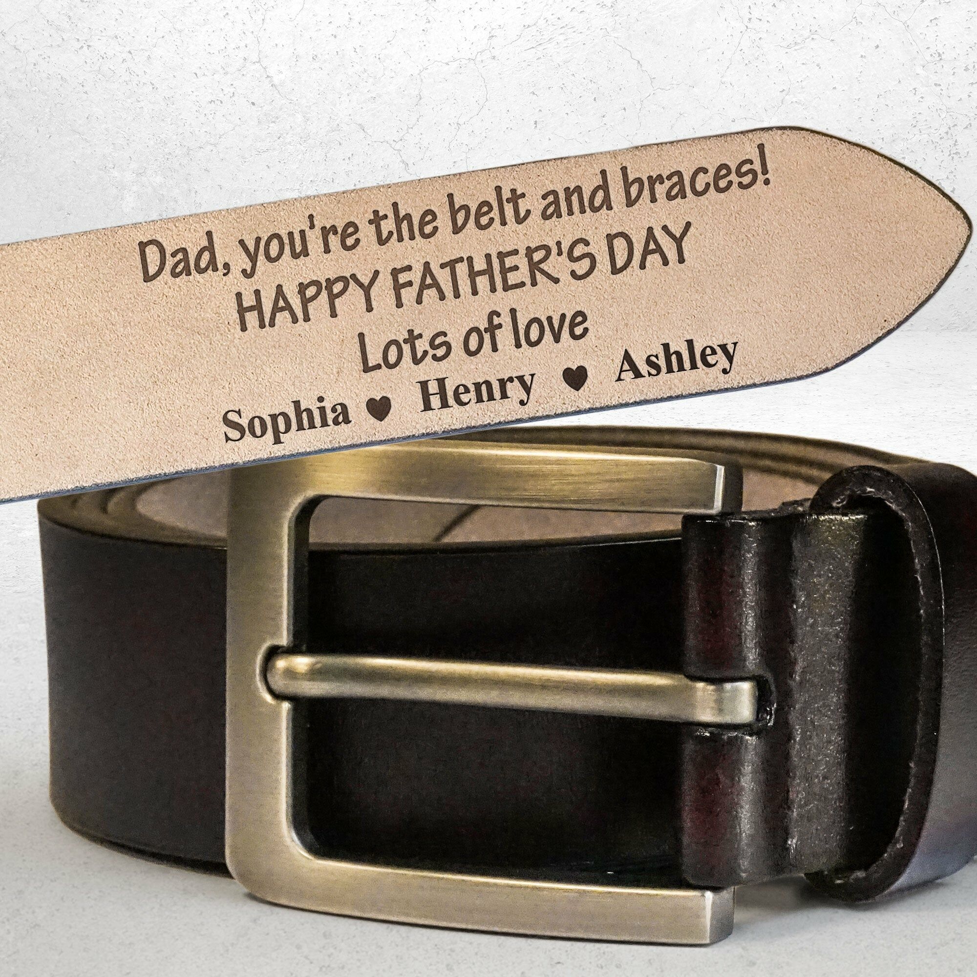 Personalized Engraved Leather Belt Handmade Gift Special Father’s Day Gift for Dad