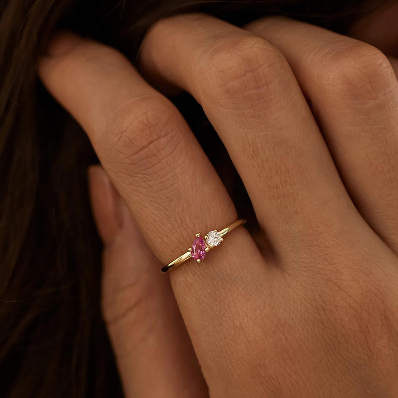 Personalized Birthstone Ring Beautiful Gift for Couples