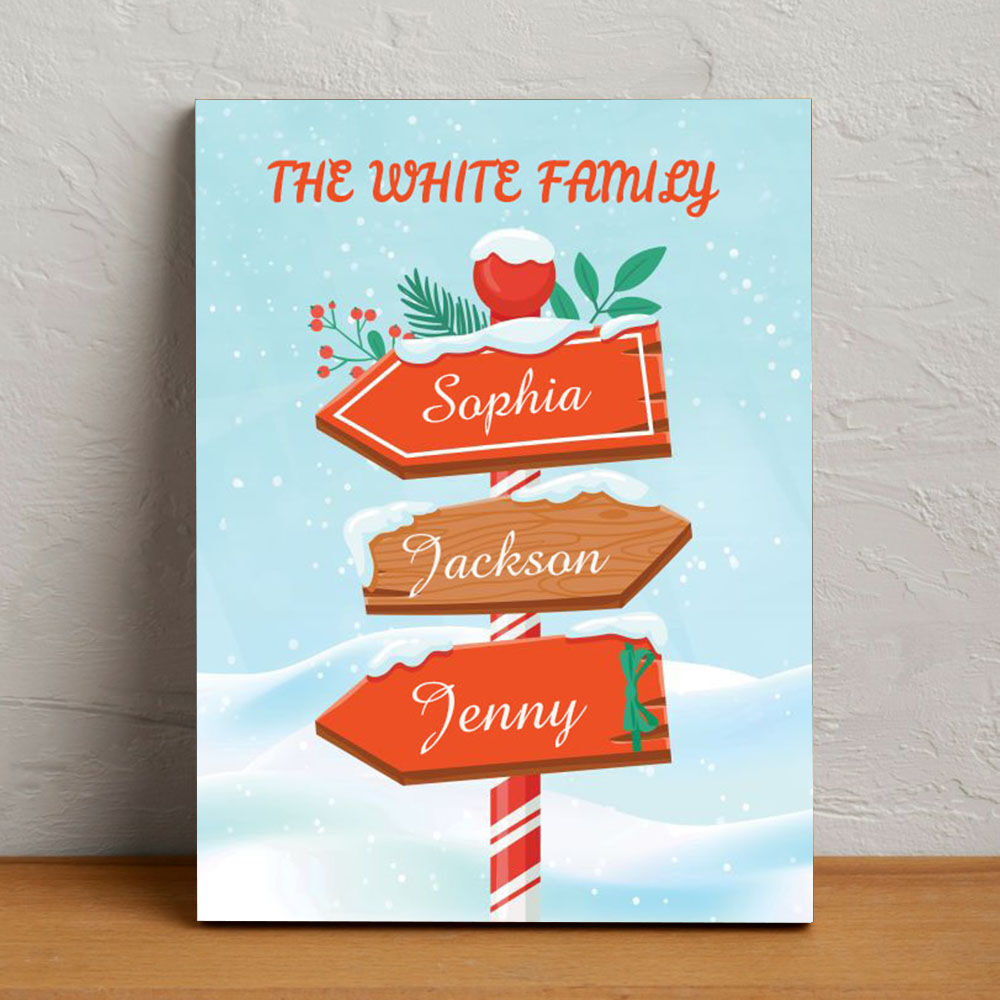 Personalized Name Canvas Wall Art with Snow Pattern Best Gift for Christmas