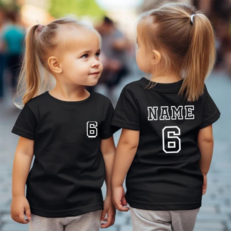 Gepersonaliseerd t-shirt voor kinderen Gepersonaliseerde namen en nummers Comfort cadeaus voor kinderen
