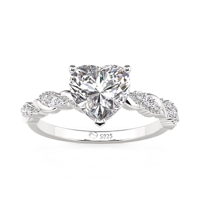 Jeulia Classic Twisted Beaded Heart Engagement Ring