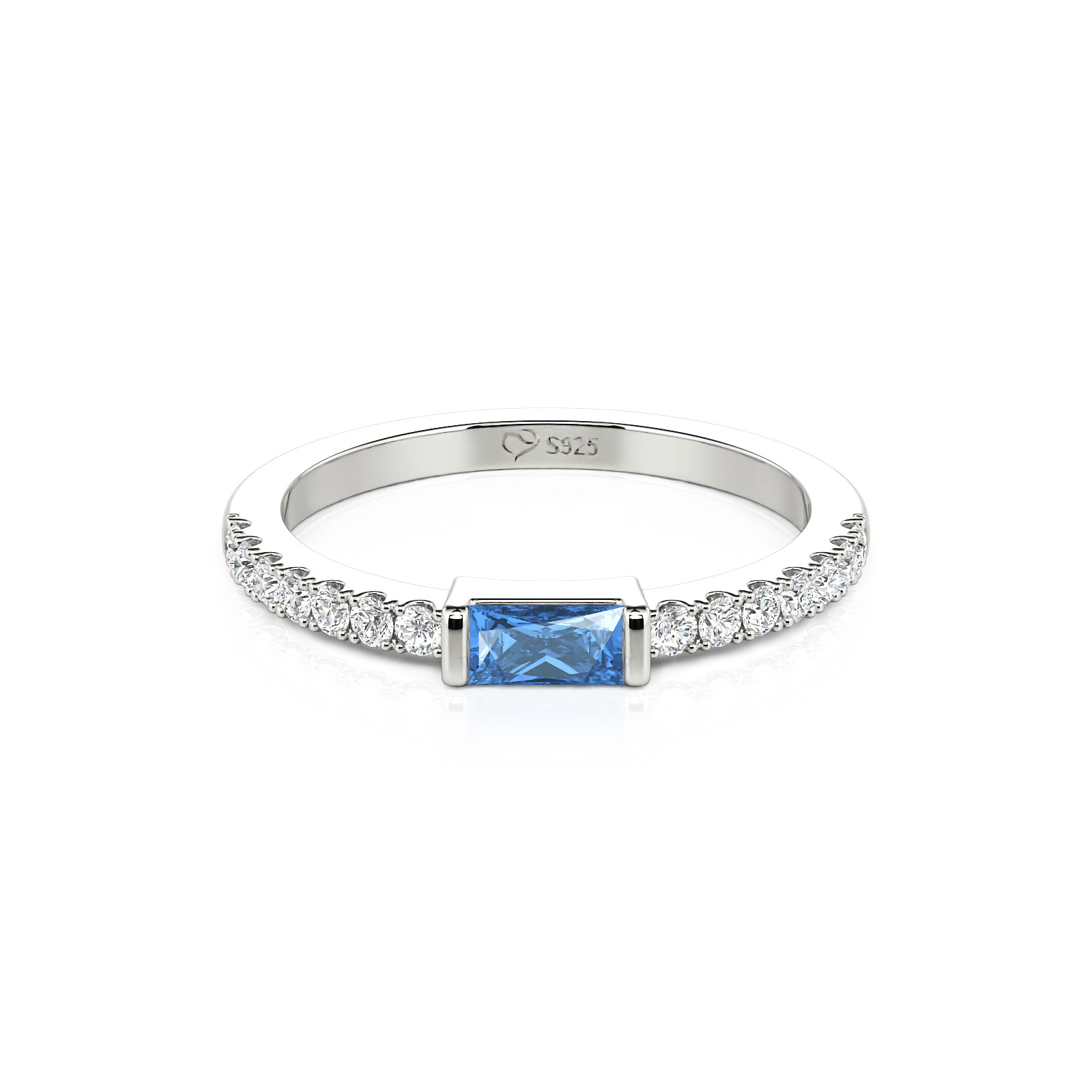 Jeulia Custom Dainty East West Baguette Cut Birthstone Ring