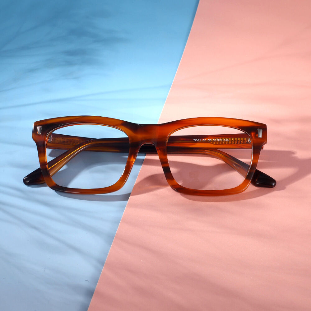 Island Rectangle Brown Glasses