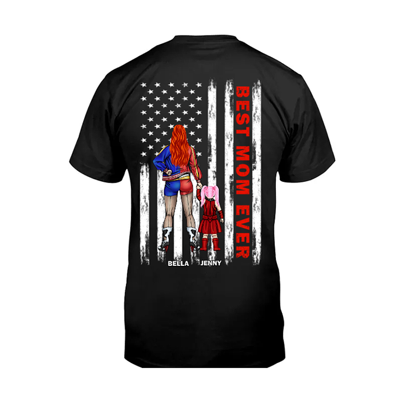 T-shirt personnalisé Best Mom Ever avec nom de héros optionnel Cadeau idéal pour la fête des mères