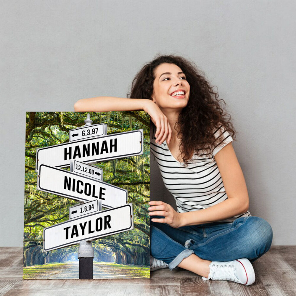 Personalized Name Canvas Wall Art with Flat Road Background Creative Gift for Friend
