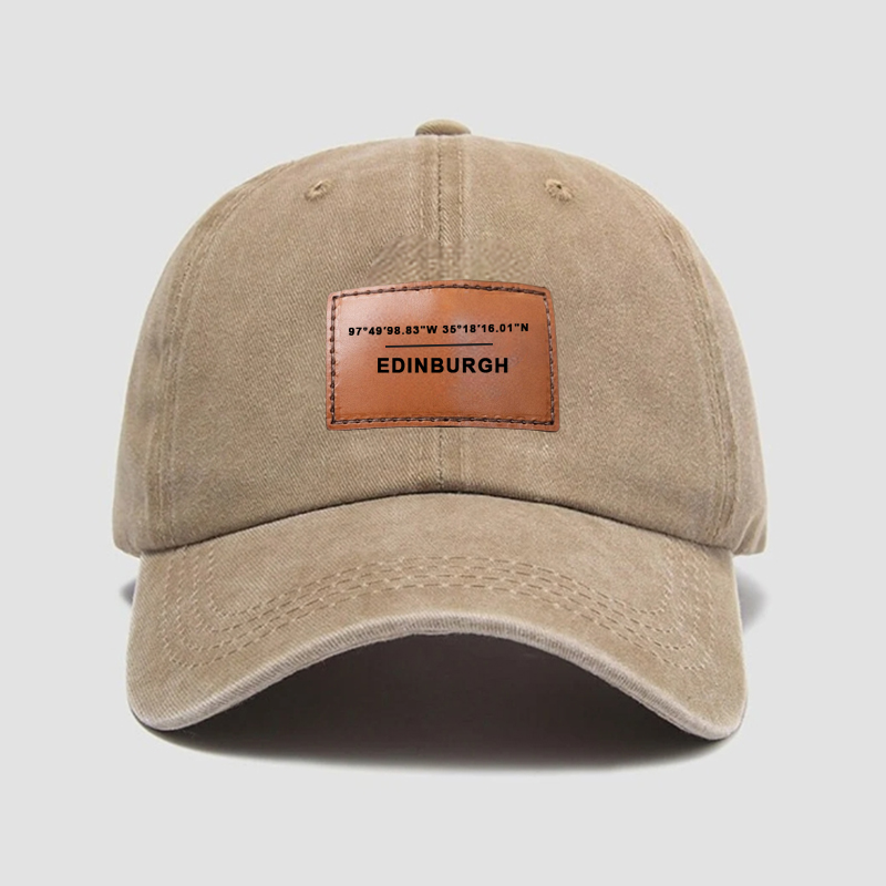 Sombrero Personalizado Diseño de Cuero Coordenadas de Ubicación Personalizadas Regalo Único para Ser Querido